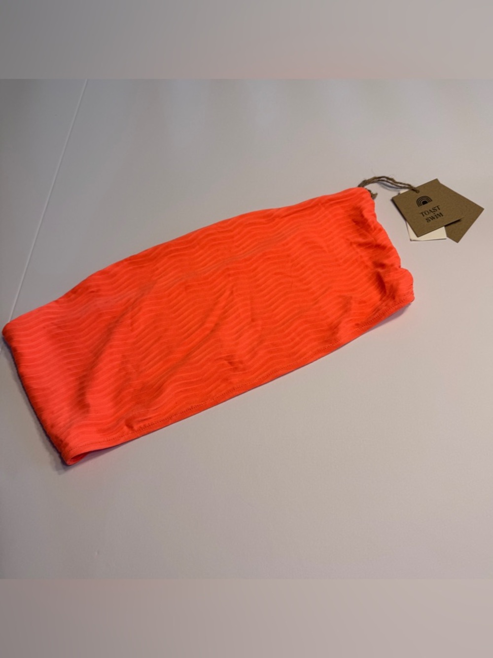 Toast Swim Tangelo Wave Tube Top Bikini Top Size M NWT Orange Strapless Swimwear